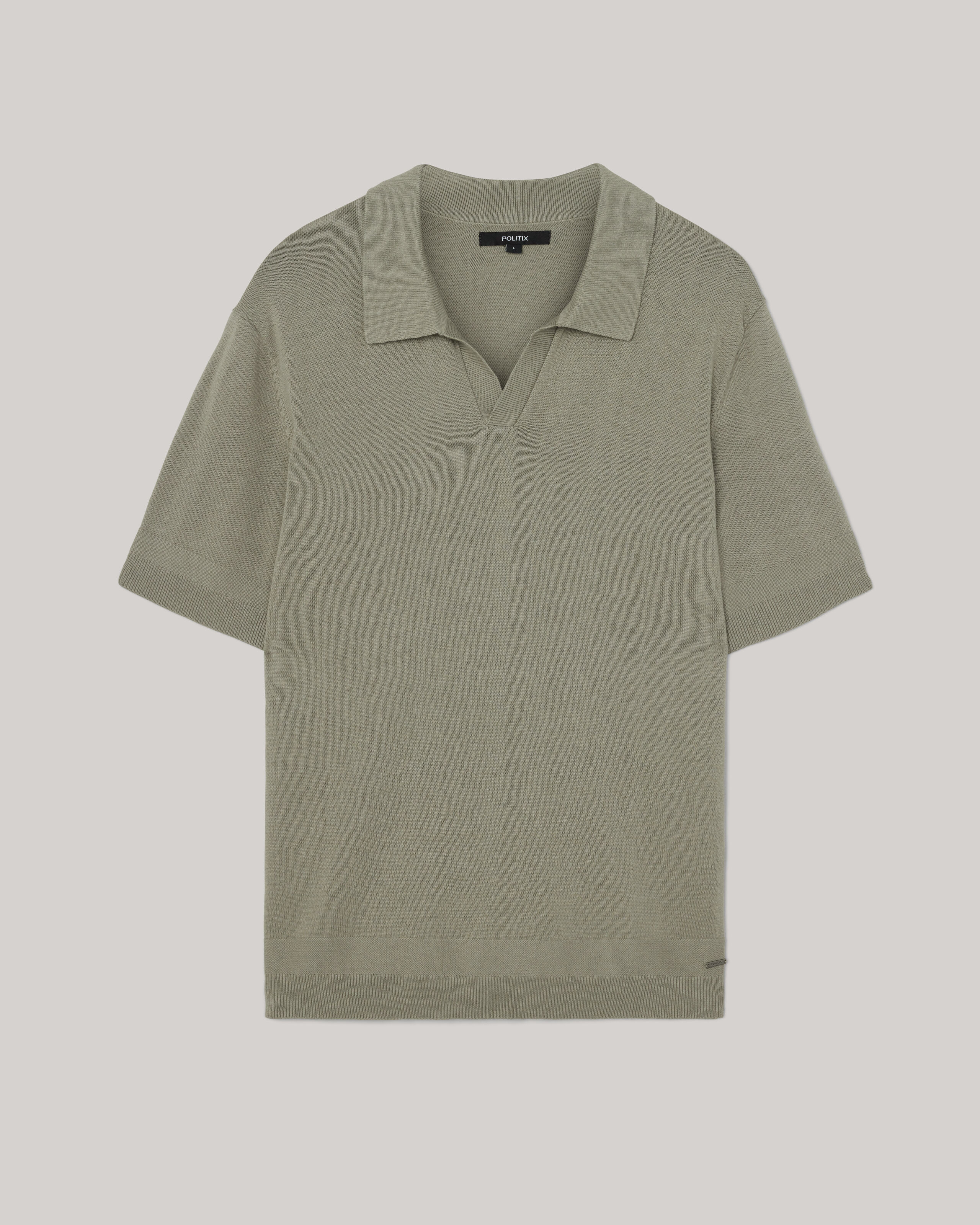Limehaus Sage Green Short Sleeve Knit Polo Shirt | Suit Direct